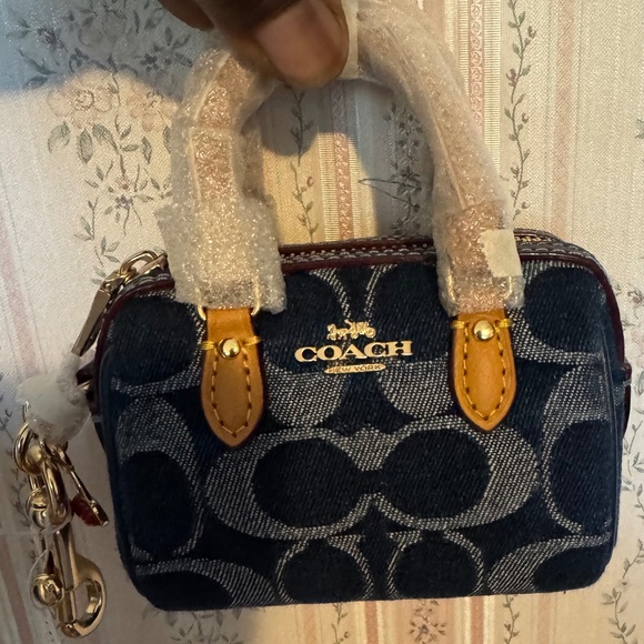 Coach CZ083 Mini Rowan Bag Charm In Signature Denim - Picture 1 of 5